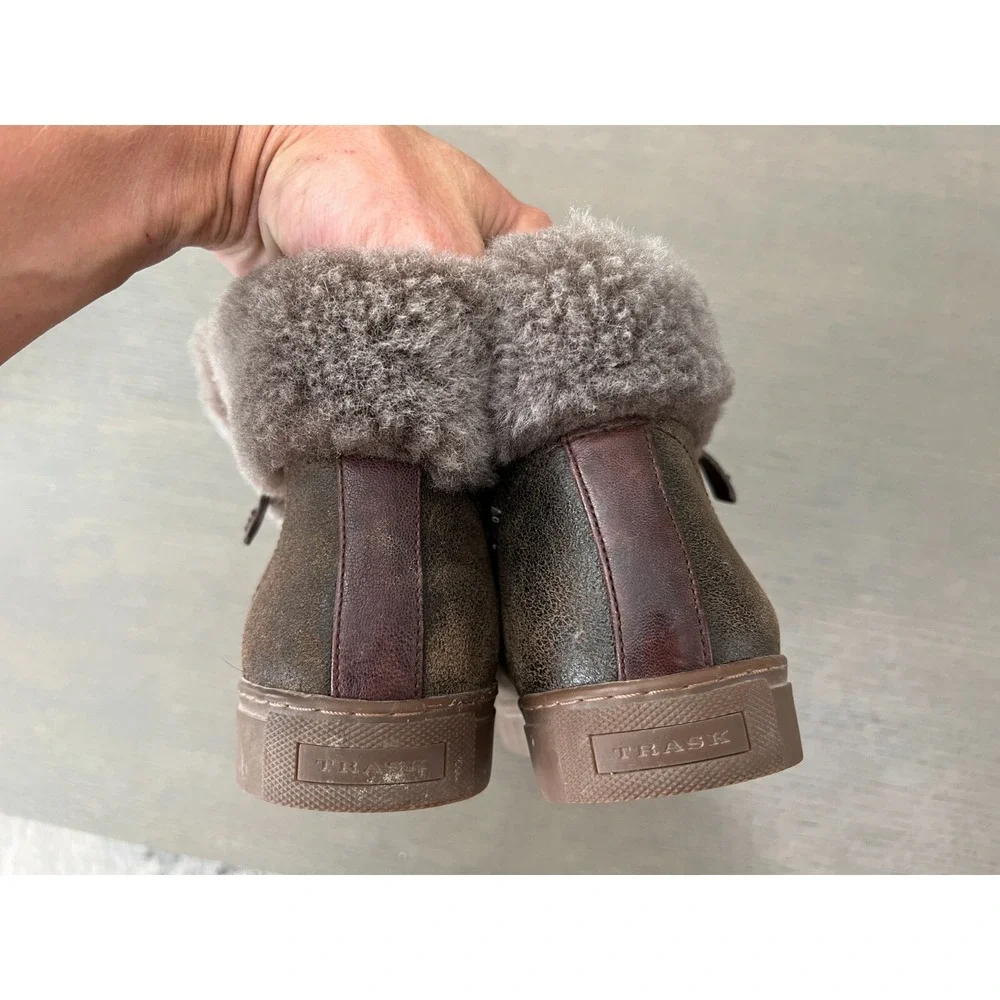 Trask Lexi Genuine Shearling Sneaker (Women), Brown, 9